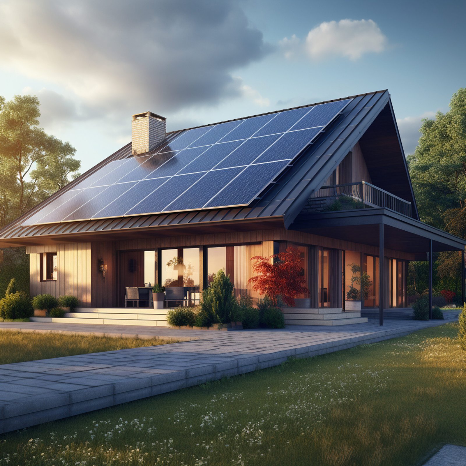 House with solar panels